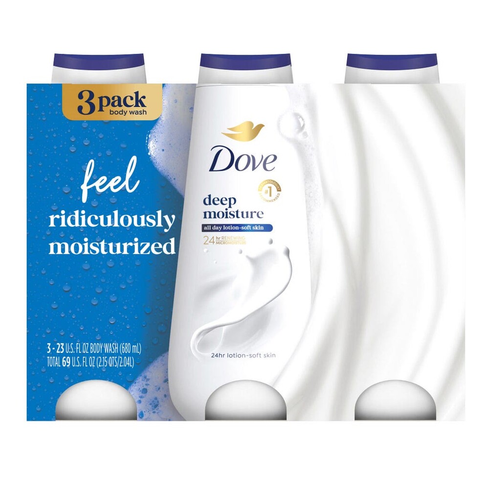 Dove Deep Moisture Body Wash 23 fl oz 3-Pack - New